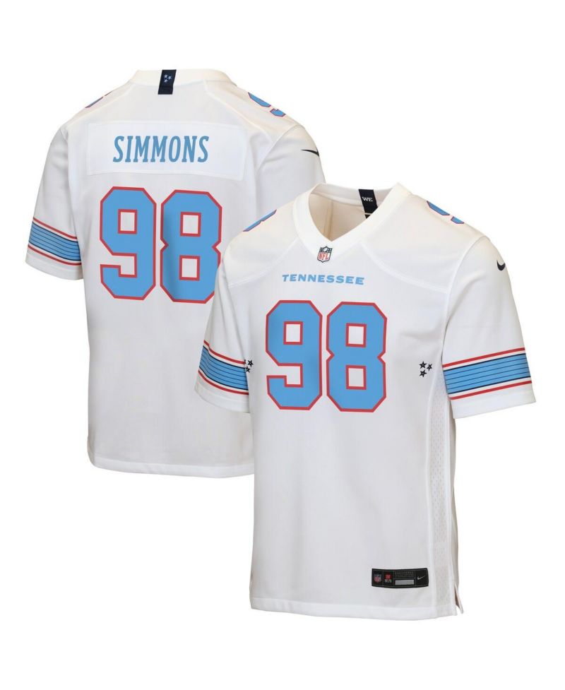 Big Boys and Girls Jeffery Simmons White Tennessee Titans Game Jersey