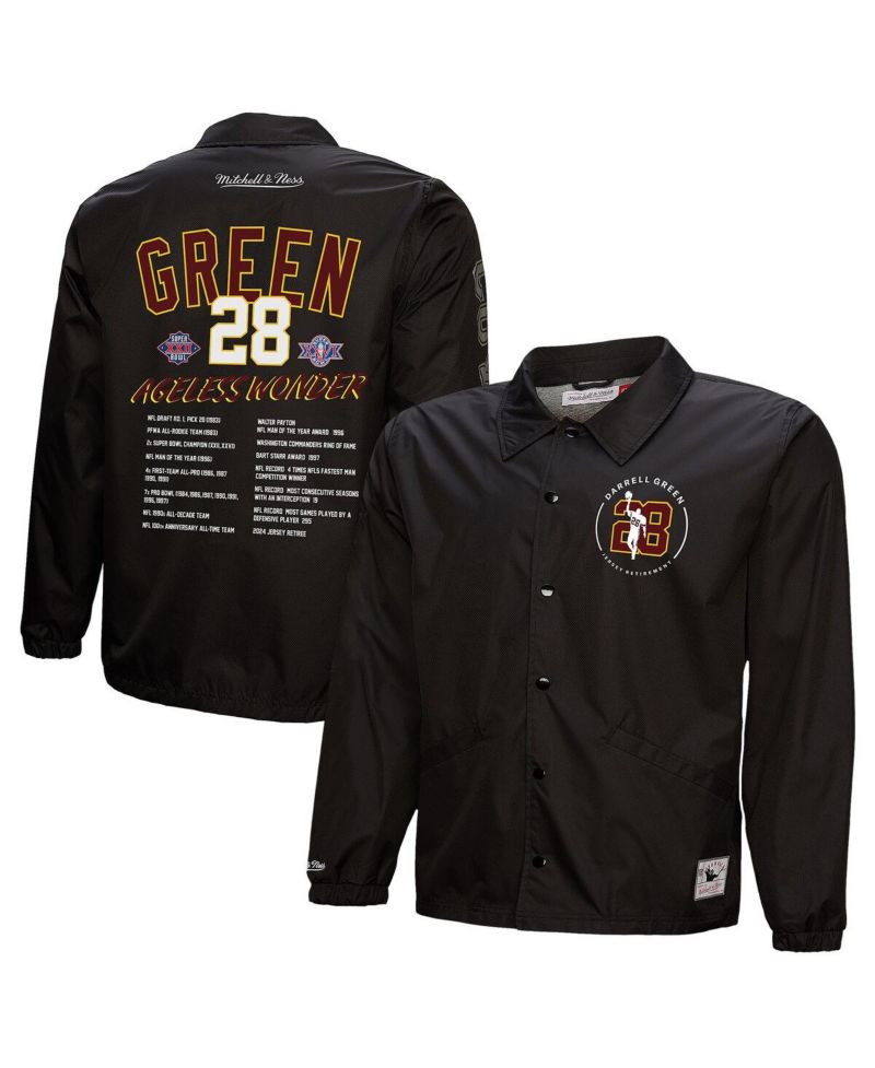 Men's Darrell Green Black Washington Commanders Coaches Button-Up Jacket