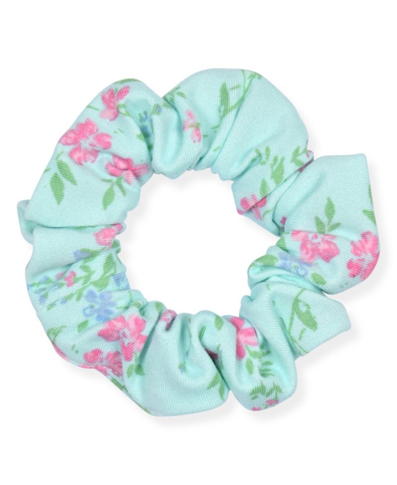 Girls' 7-16 Short-Sleeve Top and Mint Floral Shorts Sleep & Play with Scrunchie, 3-Piece Set
