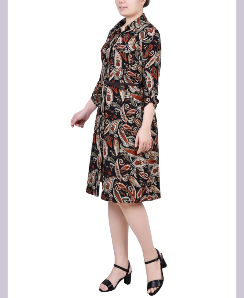 Petite 3/4 Roll Tab Sleeve Shirtdress
