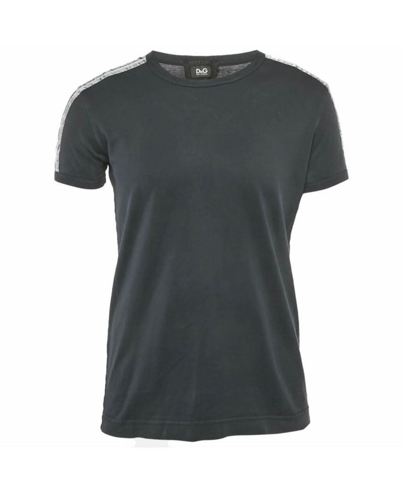 Men's Cotton Striped Band Trim Detail Cotton T-Shirt