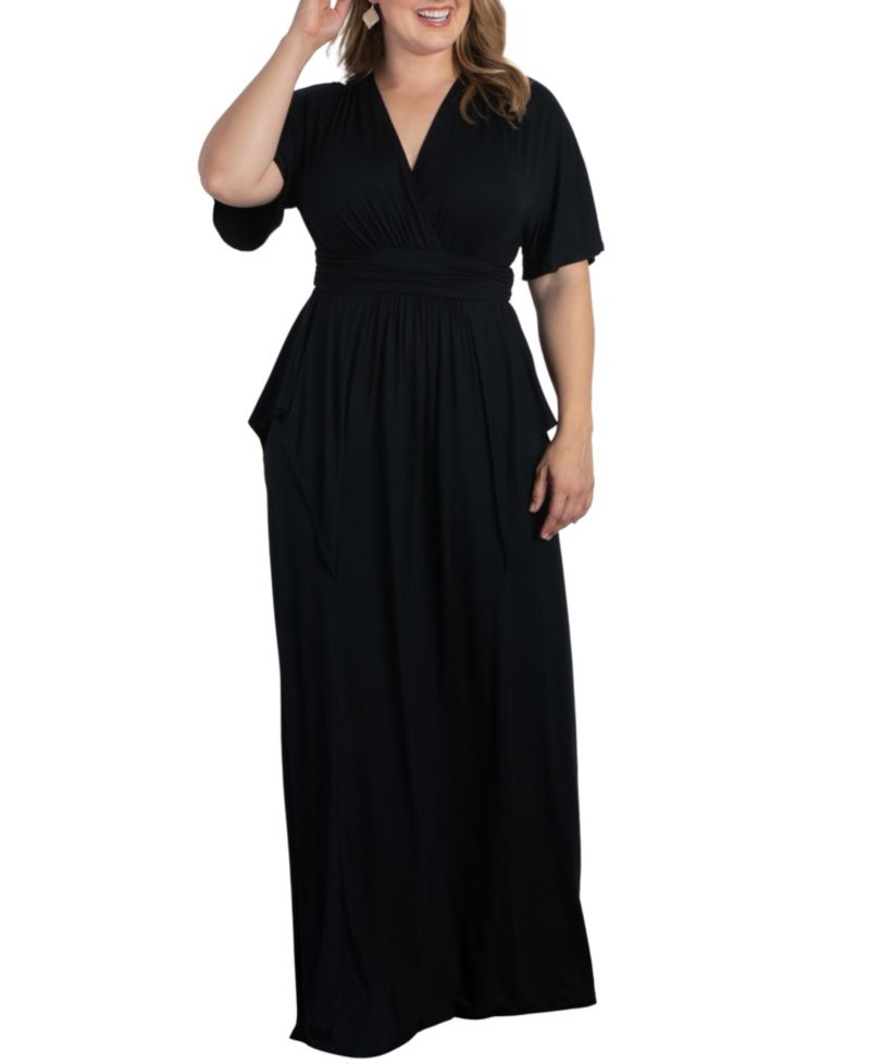 Women's Plus Size Indie Flair Maxi Dress with Kimono Sleeves