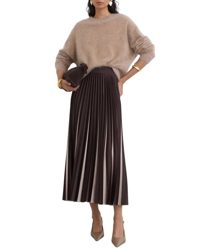 Women's Serena Two-Tone Pleated Midi Skirt