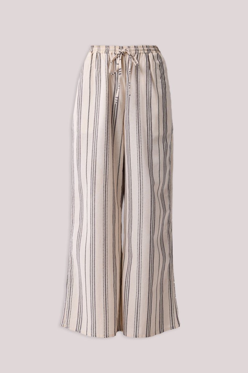 Women's Wide-leg Drawstring Pants in Stripes