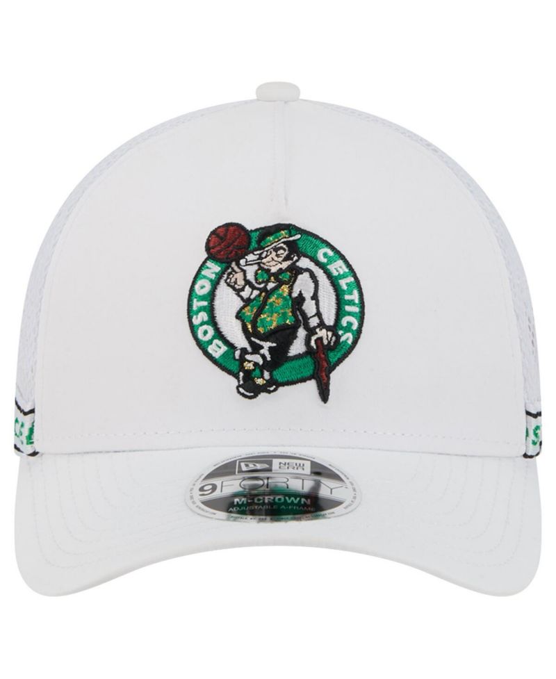 Men's White Boston Celtics Featherweight Team Tape 9FORTY M-Crown A-Frame Adjustable Hat