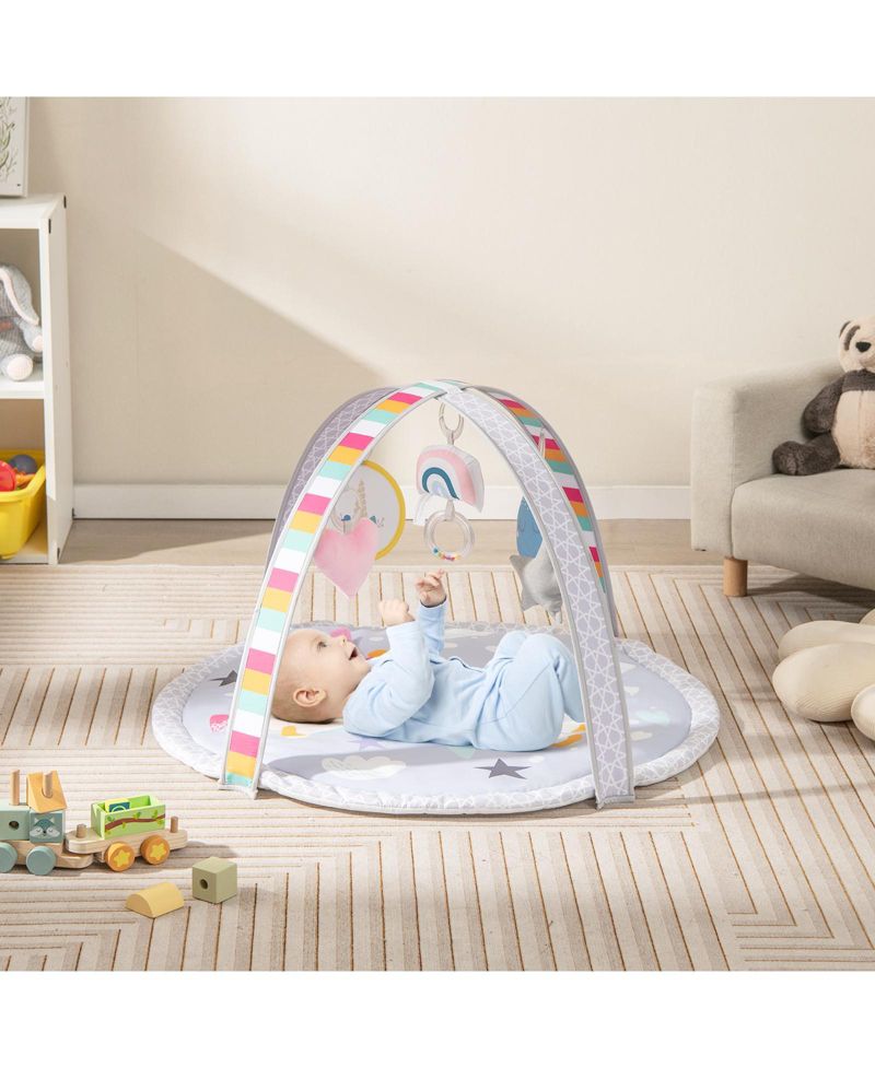 7-in-1 Baby Play Gym Mat with 5 Removable Sensory Toys, 33" x 20"