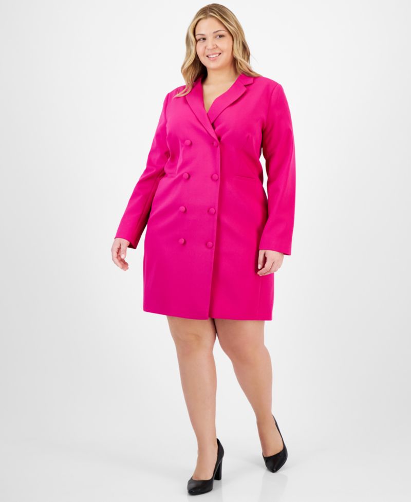 ASL Plus Size Milano Trench Button-Front Jacket Dress