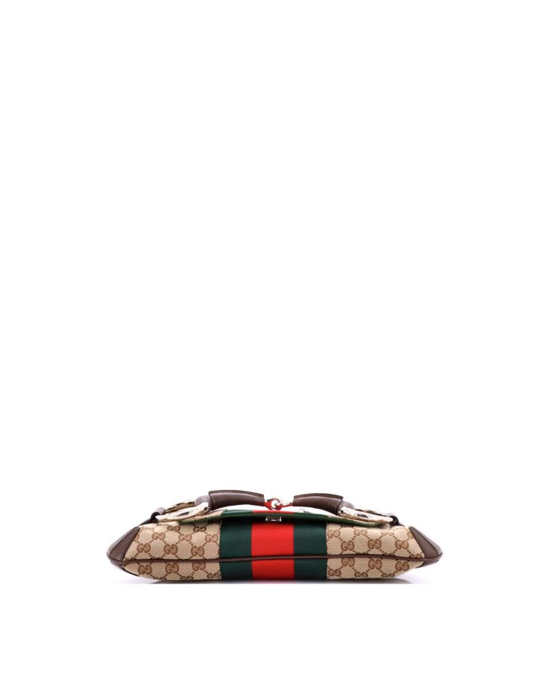 Medium Horsebit NM Web Chain Clutch GG Canvas
