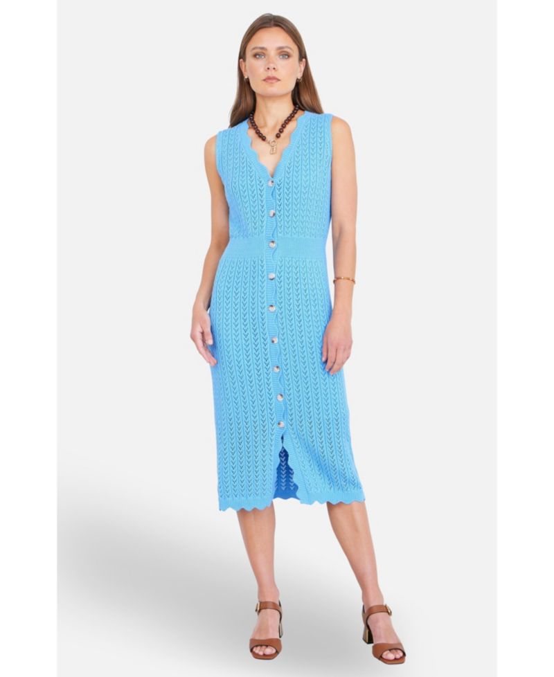 Women's Cotton Scallop Crochet Knitted Dress