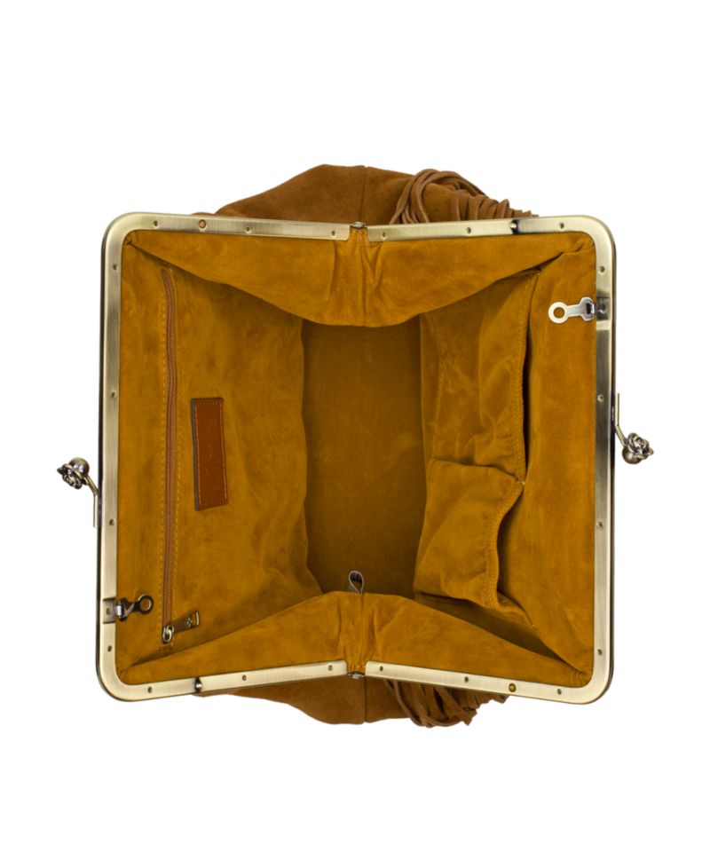 Vivienne Medium Suede Fringe Kiss-Lock Frame Handbag