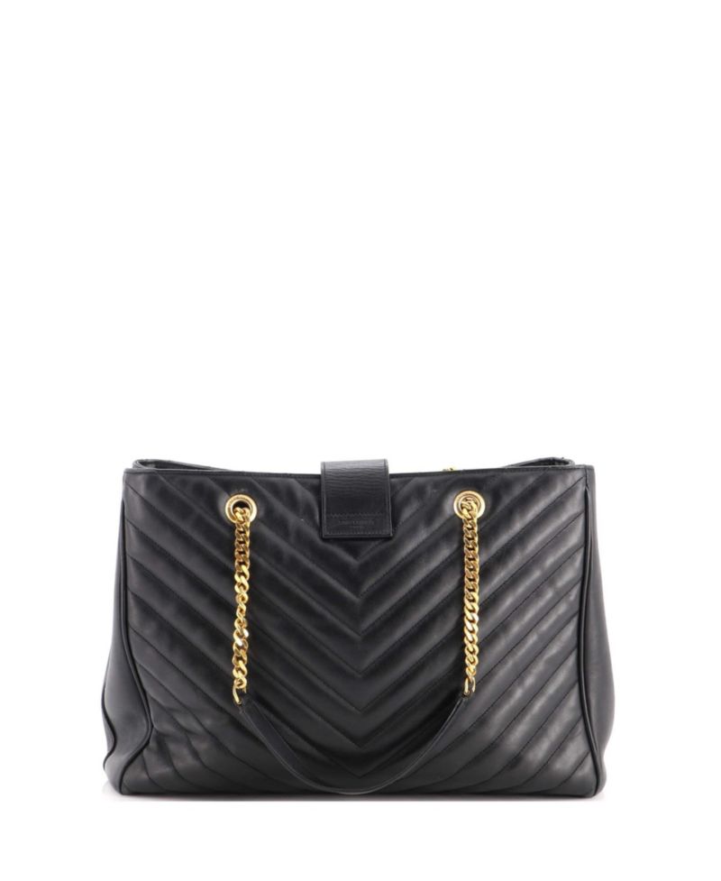 Large Classic Monogram Shopper Matelasse Chevron Leather