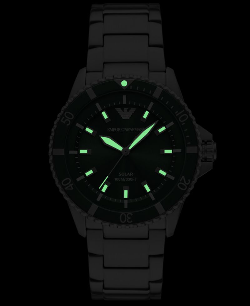 Men's World Explorer Solar Stainless Steel Bracelet Watch 42mm