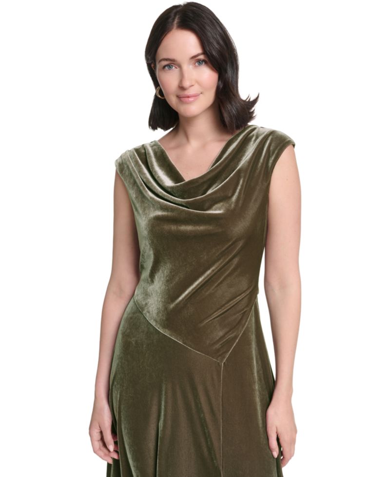 Women's Cowl Neck Midi Dress
