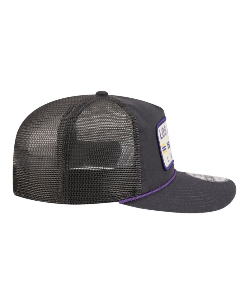 Men's Charcoal Los Angeles Lakers Washed Patch 19TWENTY Adjustable Trucker Hat
