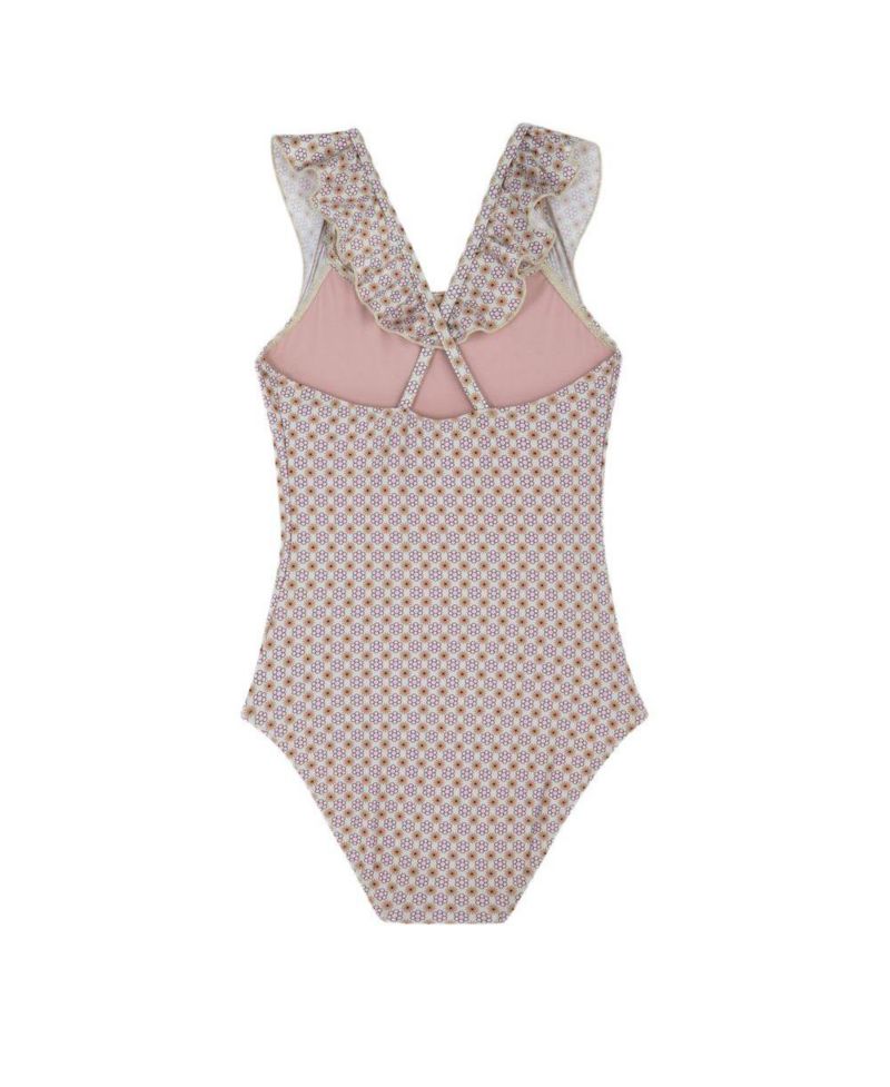 Child Girls Vacation Mode Square Neck Ruffle One Piece