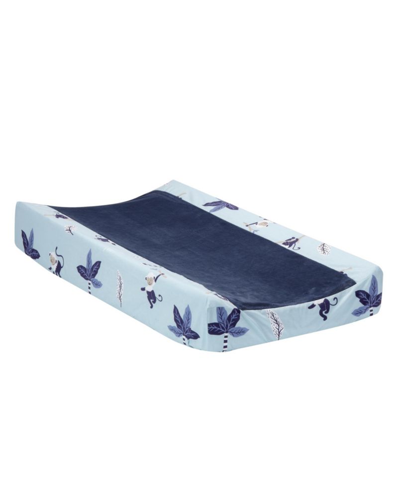 Lambs and Ivy Jungle Party Blue Monkey/Palm Tree Changing Pad Cover