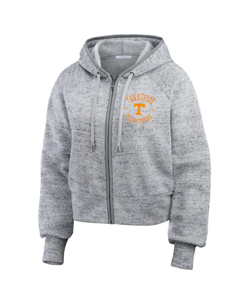Women's Heather Gray Tennessee Volunteers Wear Speckle Double-Hit Raglan Full-Zip Hoodie