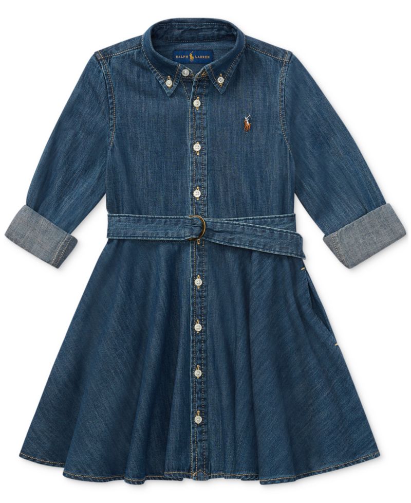 Toddler and Little Girls Belted Cotton Chino Shirtdress