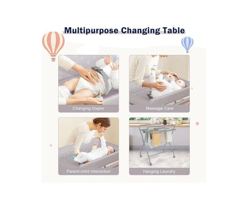 Baby Changing Table with Safety Belt and 4-side Defense