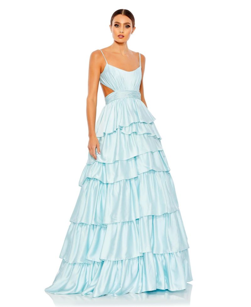 Women's Ruffle Tiered Cut Out Sleeveless Ballgown
