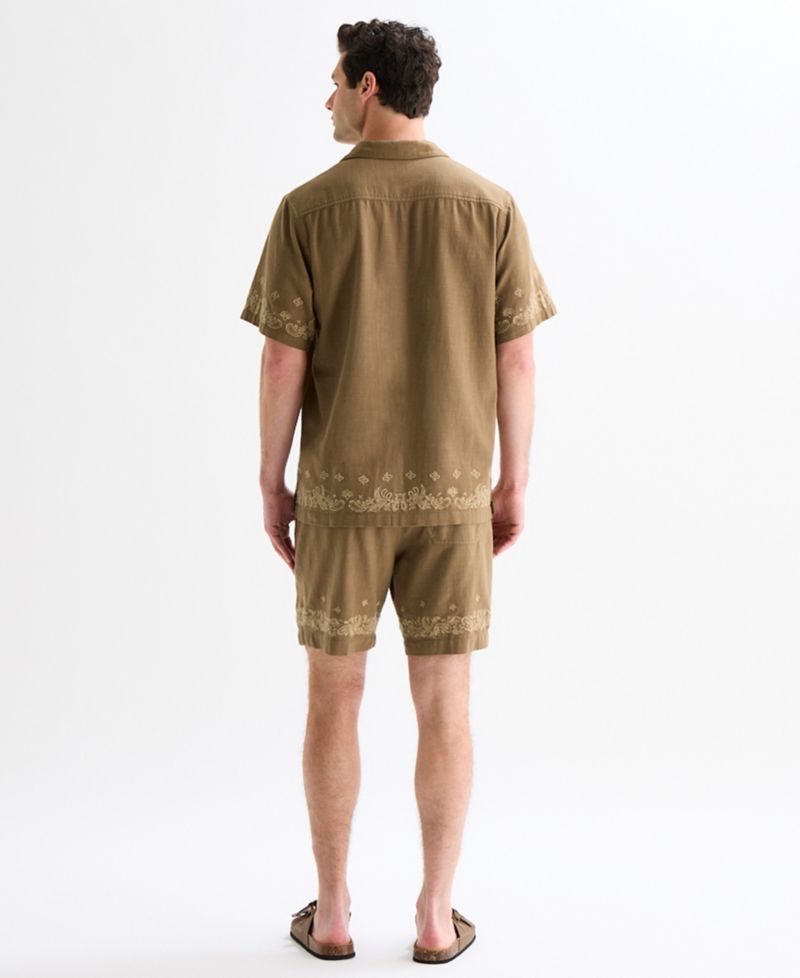 Men's Short-Sleeve Bandana Eyelet Shirt