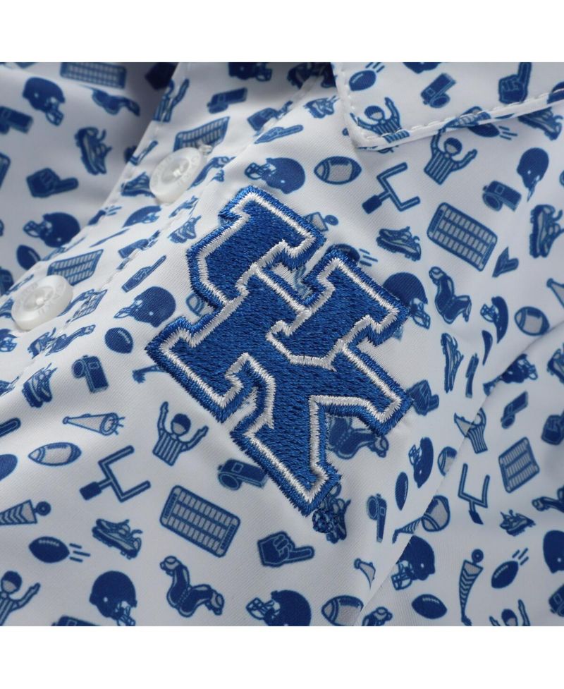 Baby Boys and Girls White/Royal Kentucky Wildcats Tom Allover Print Performance Polo Bodysuit