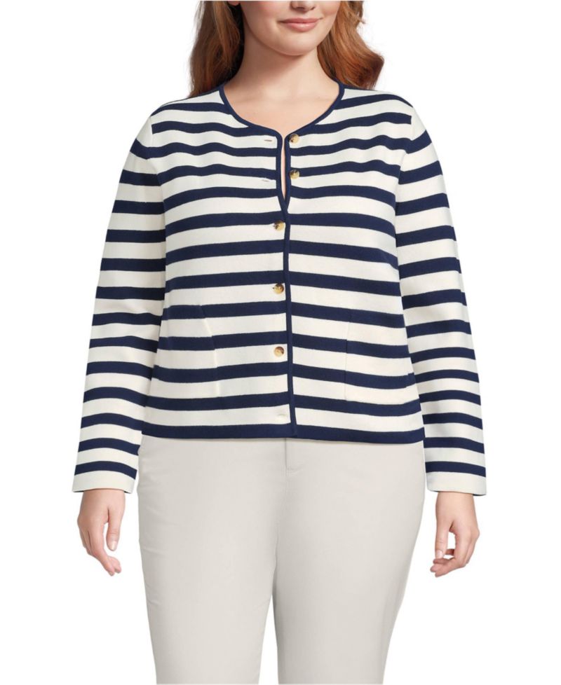 Plus Size Fine Gauge Cotton Milano Blazer Sweater