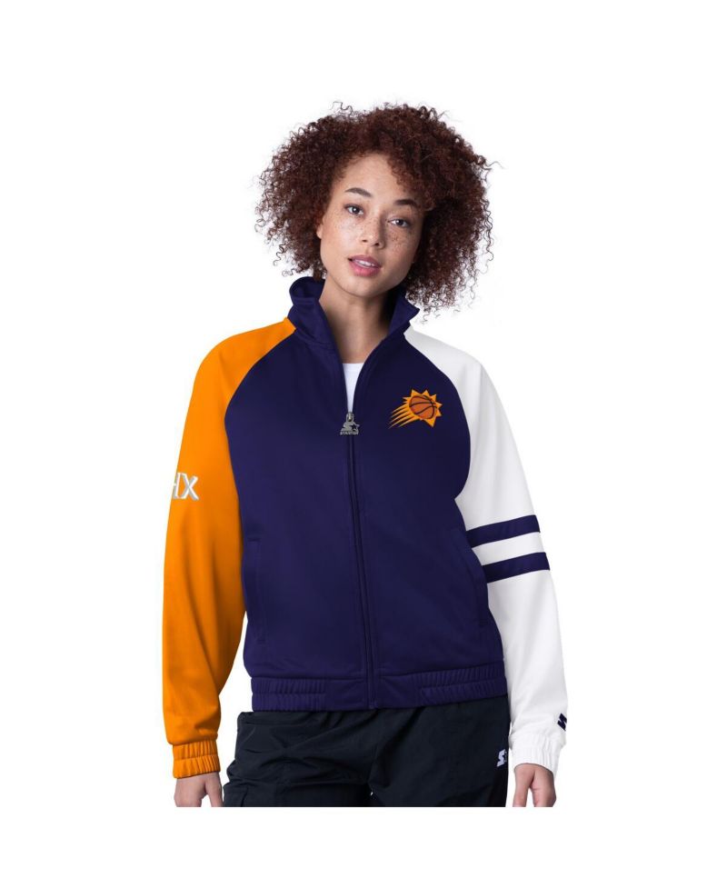 Women's Purple Phoenix Suns Line Up Dolman Raglan Full-Zip Track Jacket