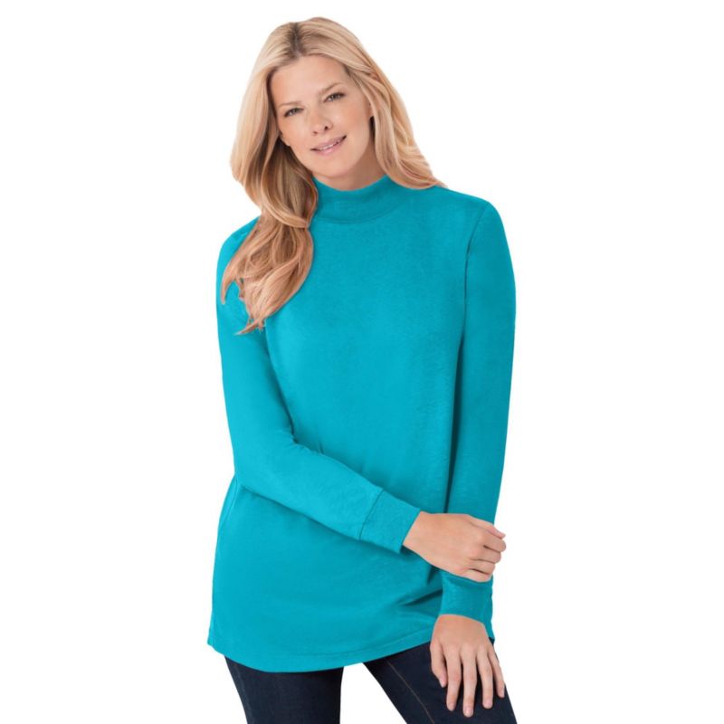 Plus Size Within Perfect Long-Sleeve Mockneck Tee