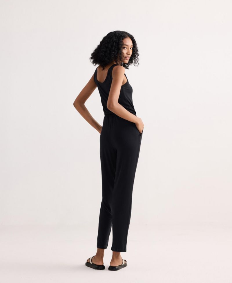 Women's Relaxed Drawstring Jumpsuit in Black