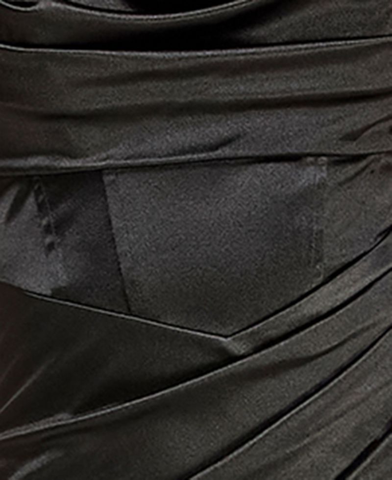 Women's Satin Cowl Neck Asymmetric-Hem Midi Dress