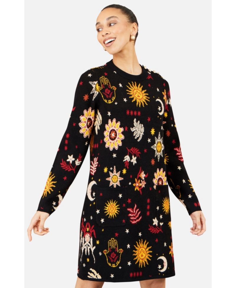 Women's Cosmic Intarsia Knitted Dress