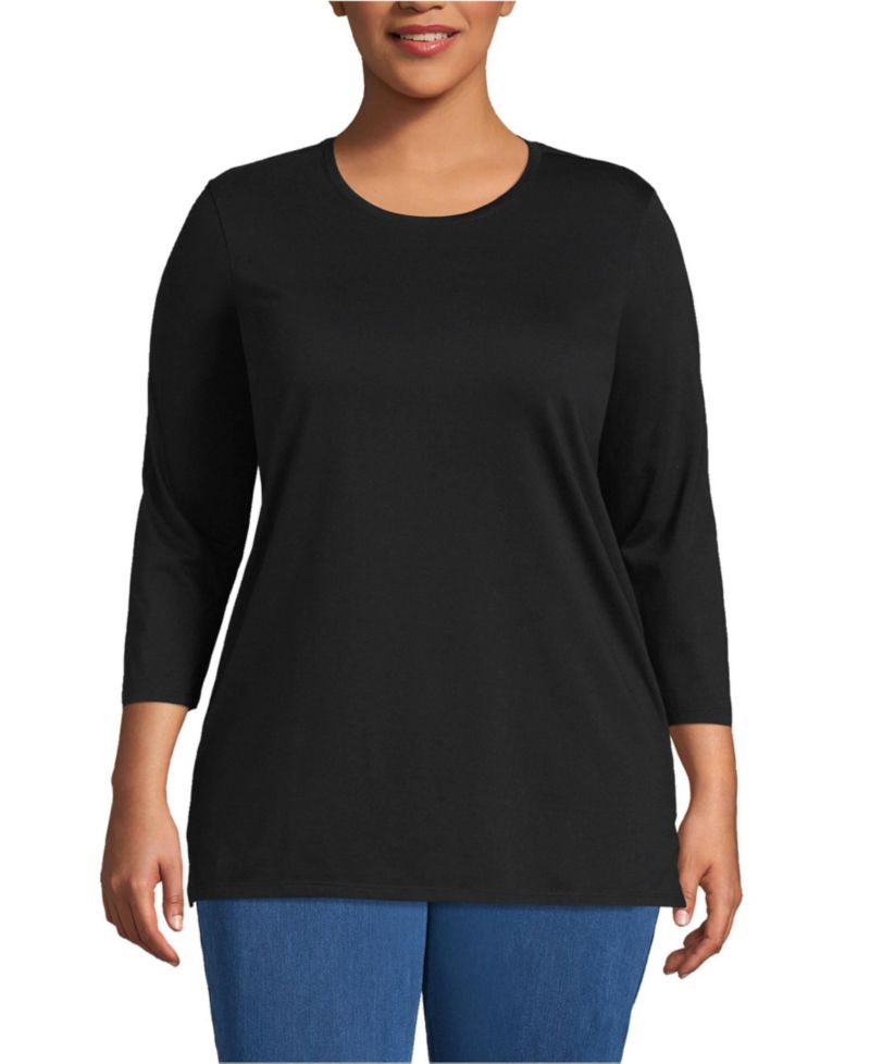 Plus Size 3/4 Sleeve Cotton Supima Tunic Top