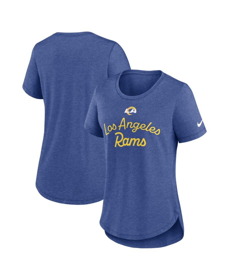 Women's Heather Royal Los Angeles Rams Strong Safety Tri-Blend T-Shirt