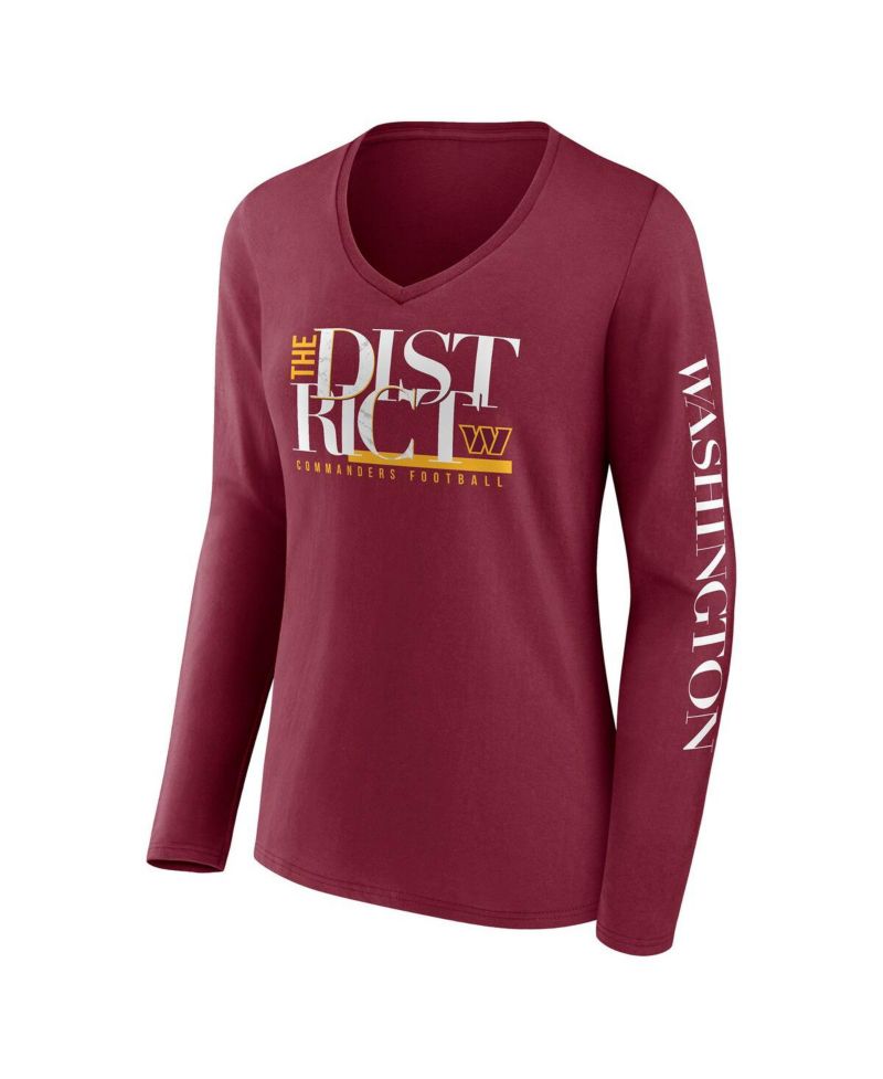 Women's Burgundy Washington Commanders Hometown Sweep Long Sleeve V-Neck T-shirt