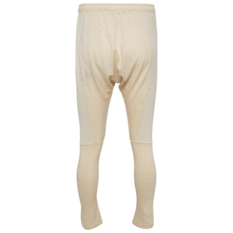 Men's Cream Cotton Paneled Knit Jogger Pants