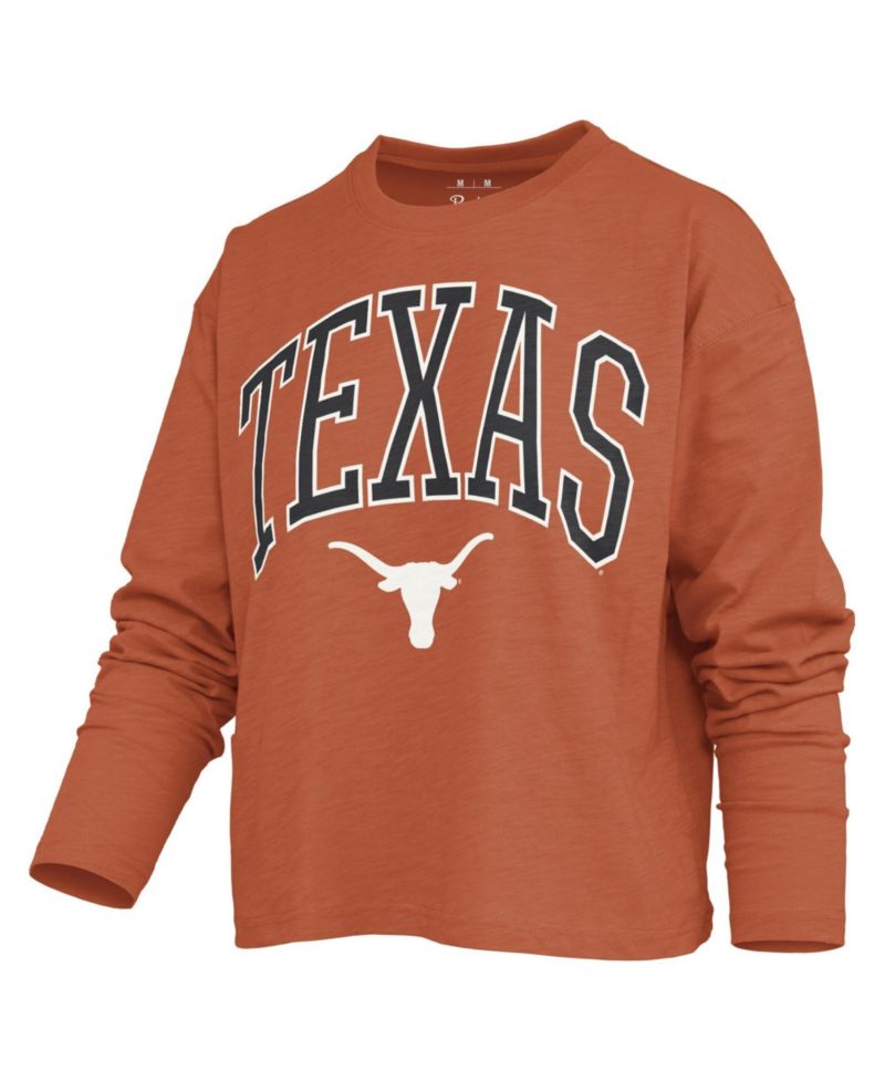 Women's Texas Longhorns Motley Boxy Burnout Waist-Length T-Shirt
