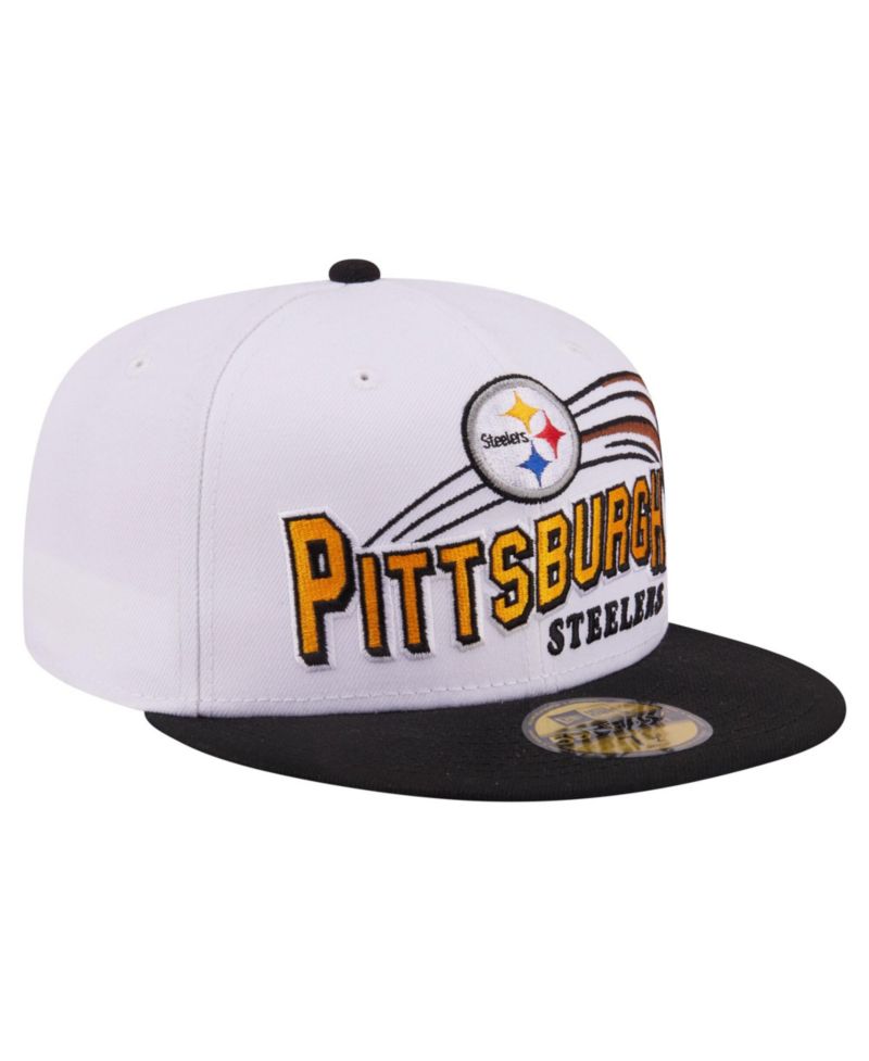 Men's White/Black Pittsburgh Steelers Retro Swoop 59FIFTY Fitted Hat