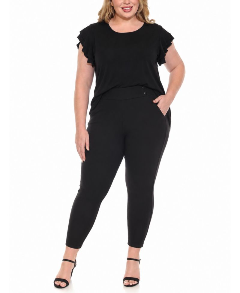 Plus Size Flutter-Sleeve Top and Scuba Pants Set