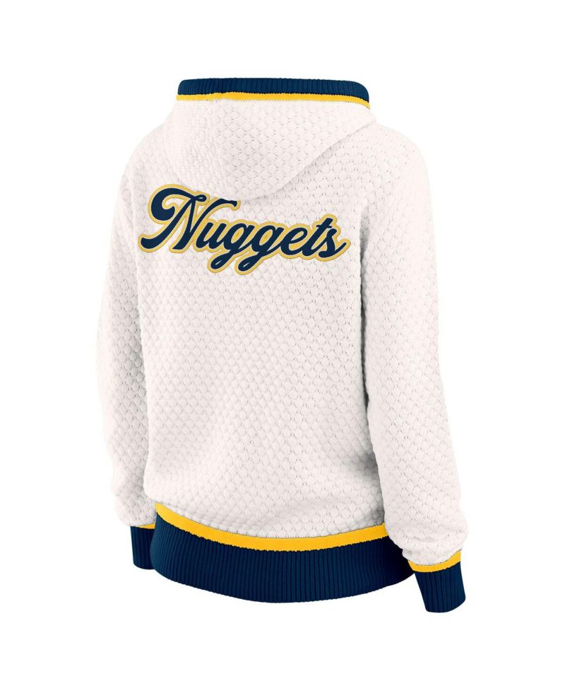 Women's White Denver Nuggets Plus Size Hoodie Sweater