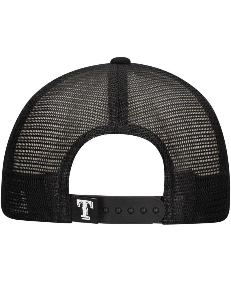 Men's Black Texas Rangers Retro Bold A-Frame Trucker 9FORTY Adjustable Hat