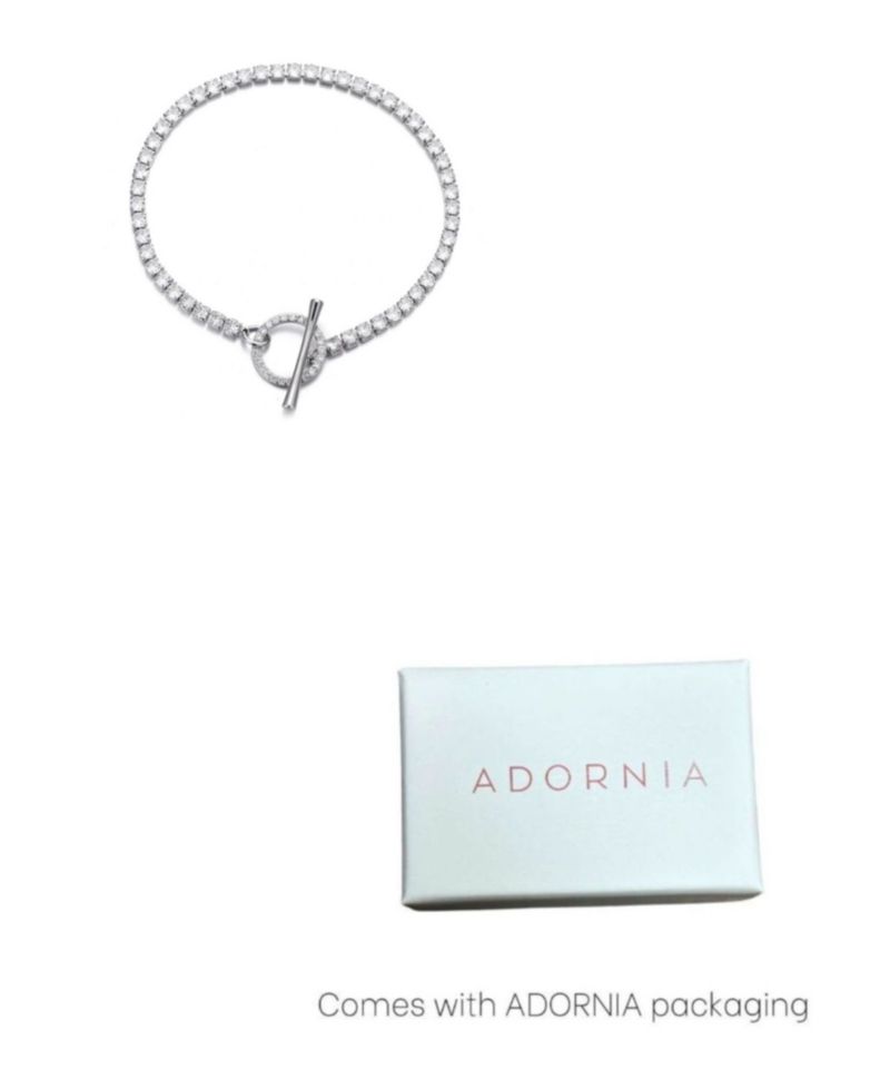 Silver Crystal Toggle Tennis Bracelet