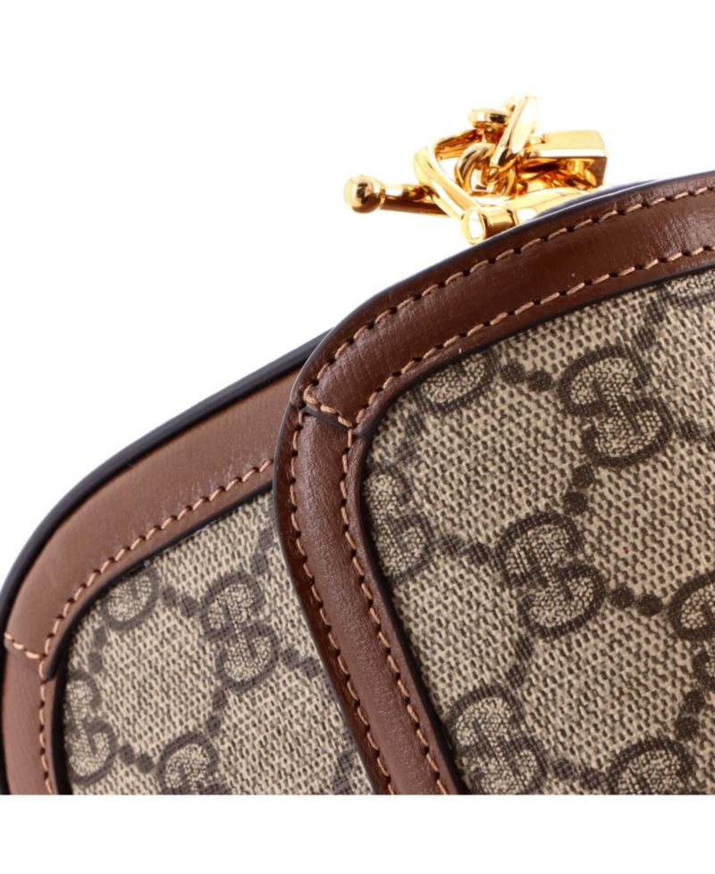 East West Horsebit 1955 Shoulder Bag GG Coated Canvas with Leather