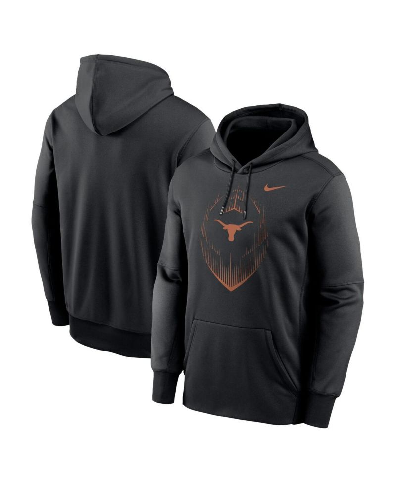 Men's Black Texas Longhorns Football Icon Performance Fleece Pullover Hoodie