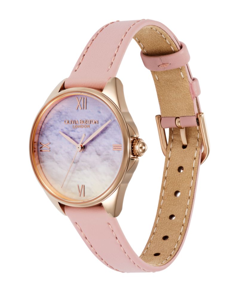 Women's Azure Rose Leather Strap Watch, 30mm