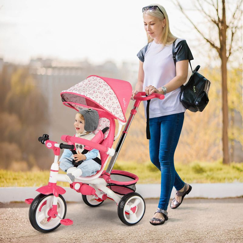 Baby Tricycle Stroller 6-in-1 Kids Push Trike with Removable