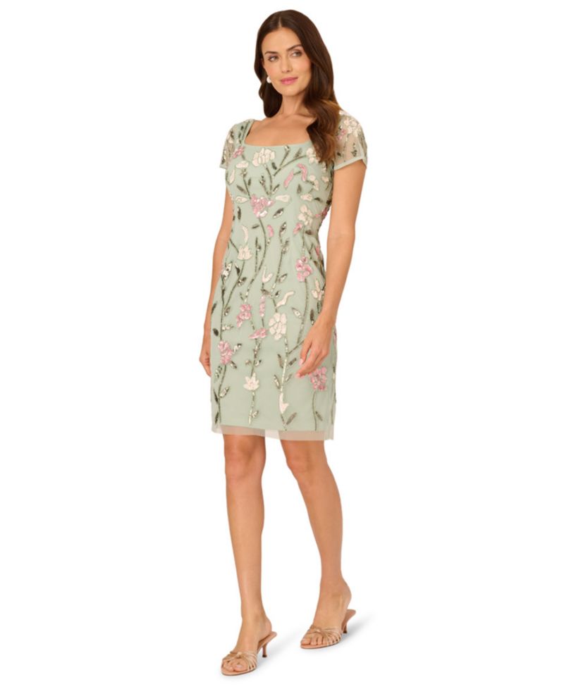 Women's Square Neck Beaded Dress