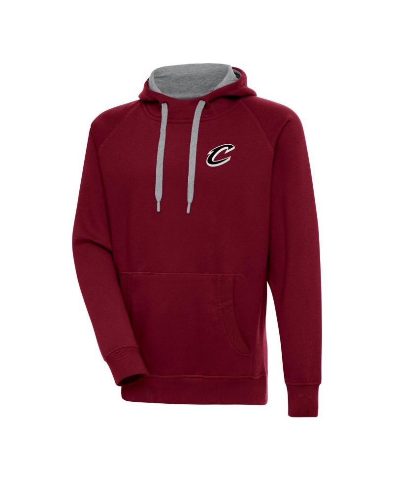 Men's Wine Cleveland Cavaliers Metallic Logo Victory Raglan Pullover Hoodie