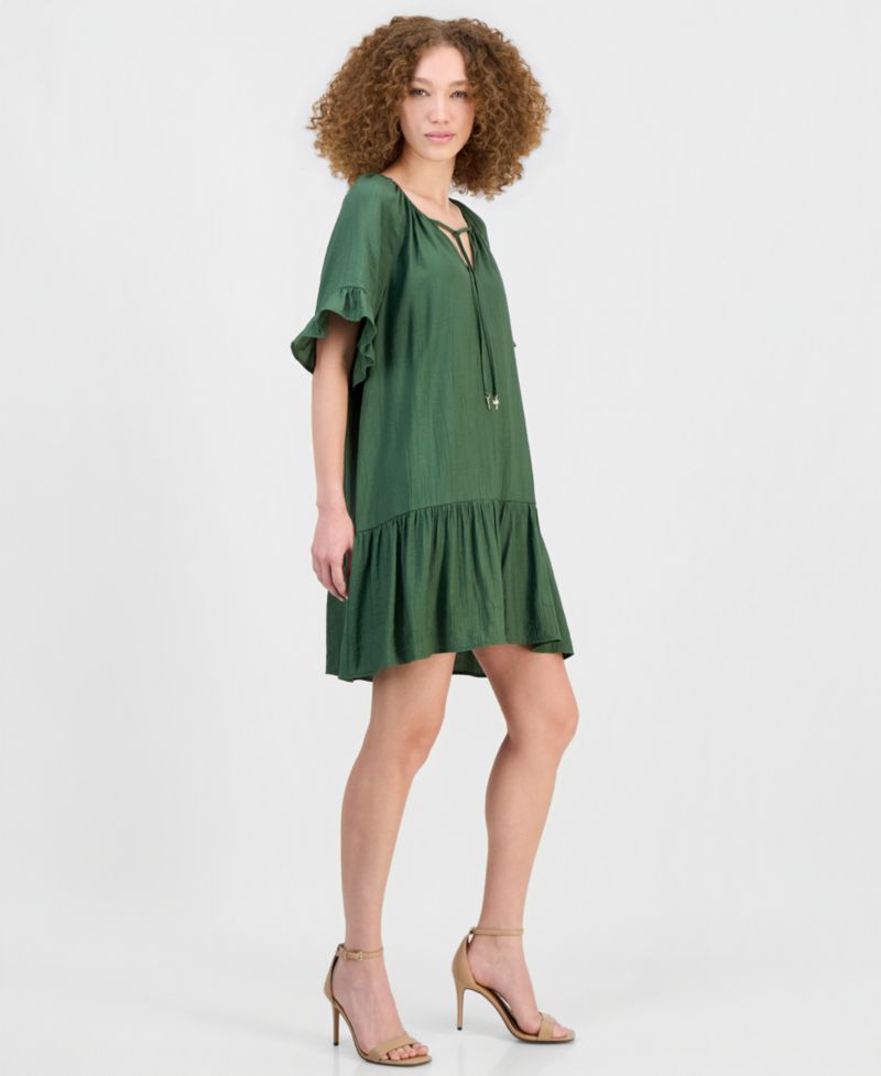Women's Tie-Neck Ruffled Tiered Dress