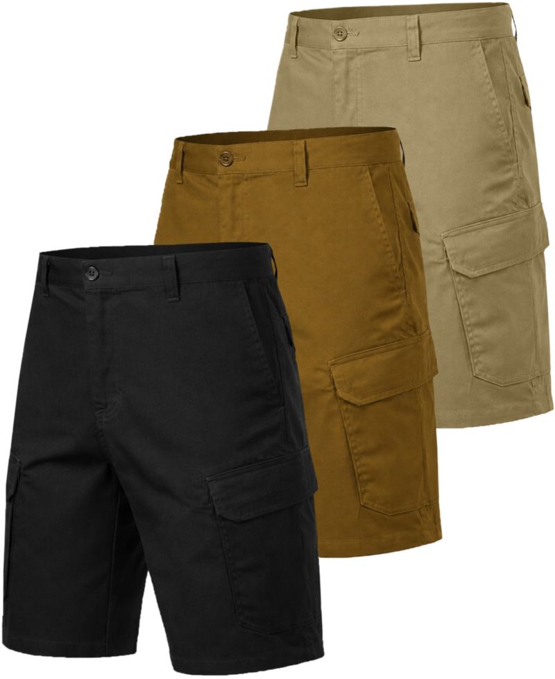 Men's Cotton Flex Stretch Cargo Shorts, 3-Pack, 11" inseam